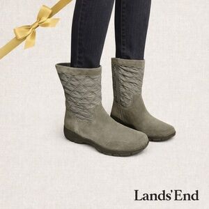 Lands’ End Gray Quilted Suede Boots Women’s 10B